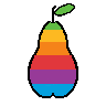 pear parody of the apple rainbow logo